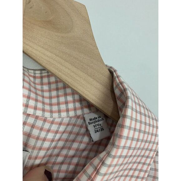 Men’s Calvin Klein Orange & Black Plaid Dress Shirt 17.5 34/35 - Picture 3 of 7